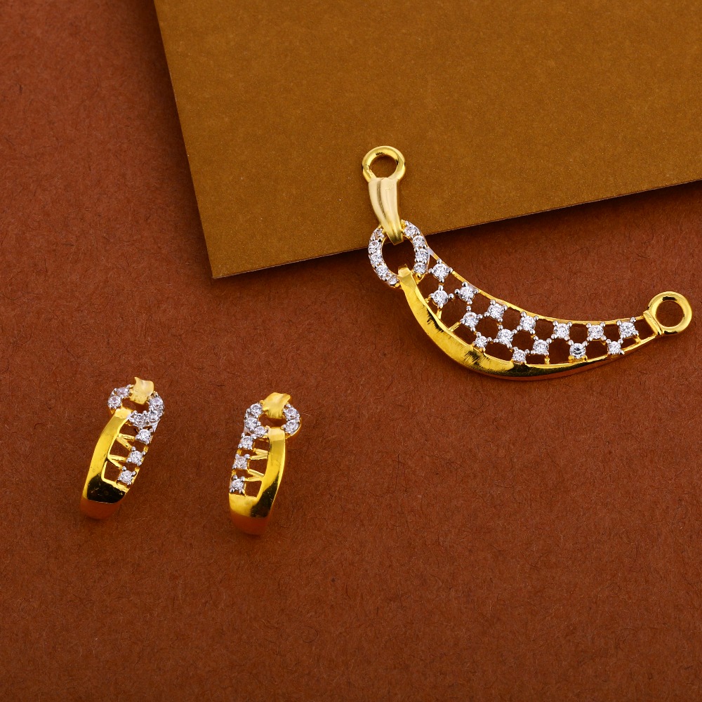 916 Gold Cz Mangalsutra Exclusive Pendant Set MP263