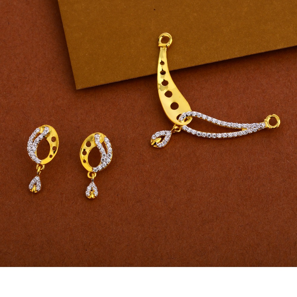 916 Gold Cz Mangalsutra Gorgeous Pendant Set MP261