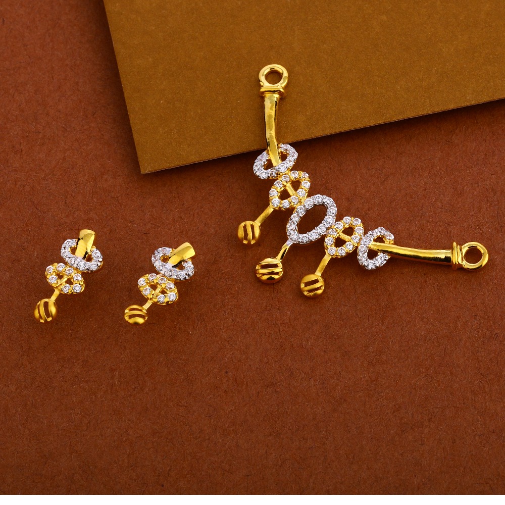 916 Gold Cz Mangalsutra Fancy Pendant Set MP260
