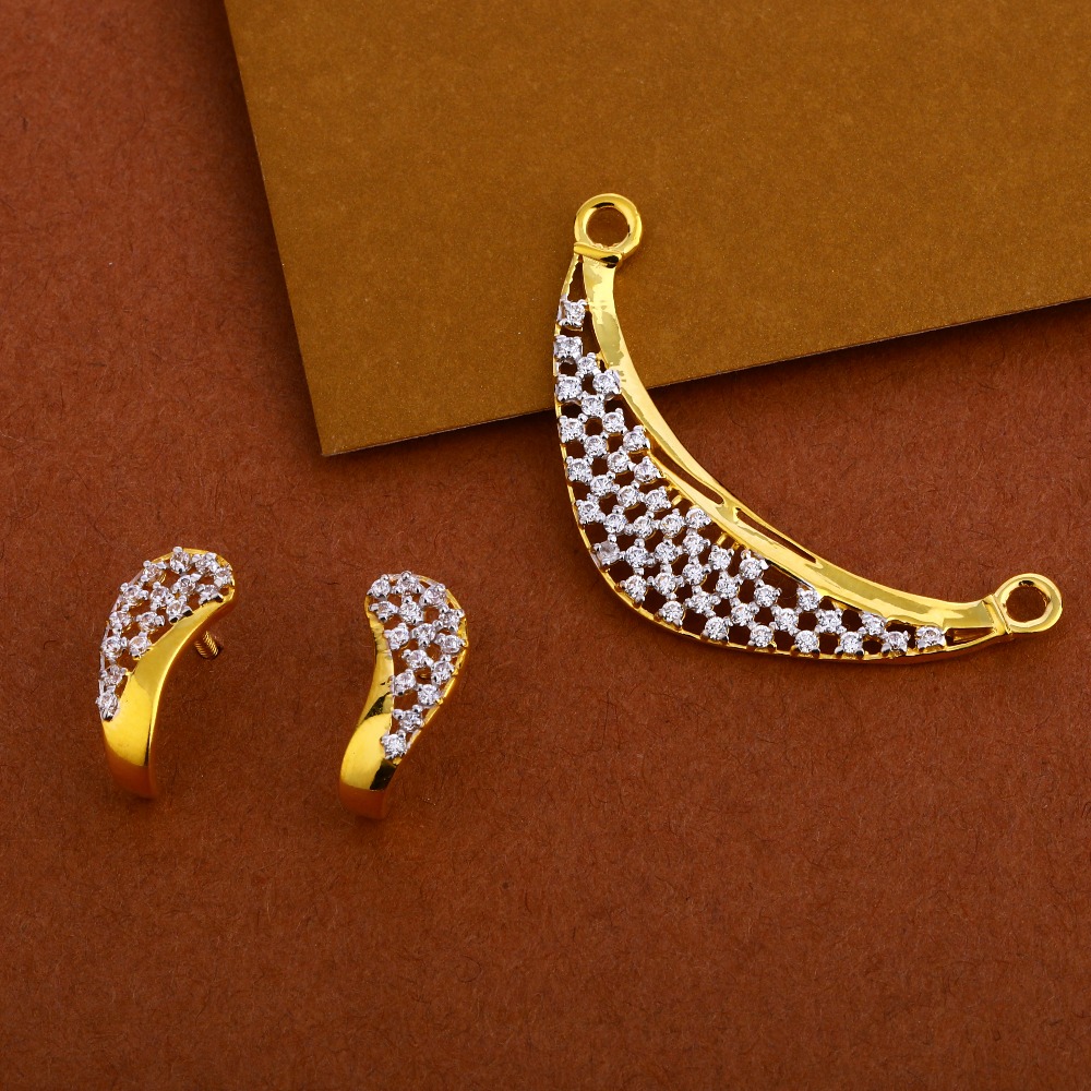 916 Gold Cz Mangalsutra Stylish Pendant Set MP259