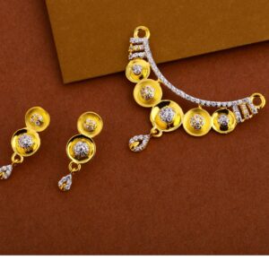 916 Gold Cz Mangalsutra Hallmark Pendant Set MP258