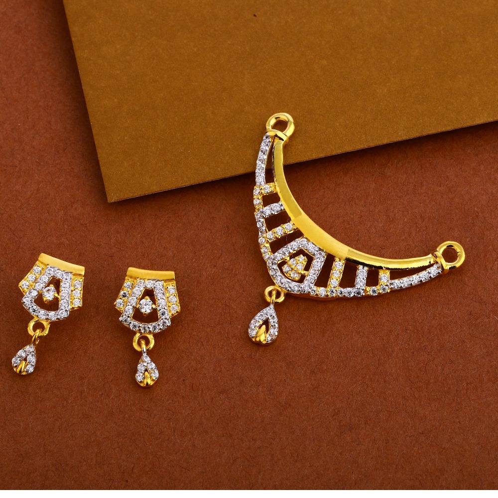 916 Cz Mangalsutra Hallmark Designer Pendant Set MP256