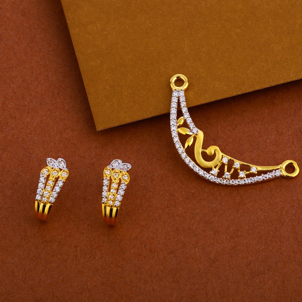 22kt Gold cz Delicate Mangalsutra Pendant Set MP239