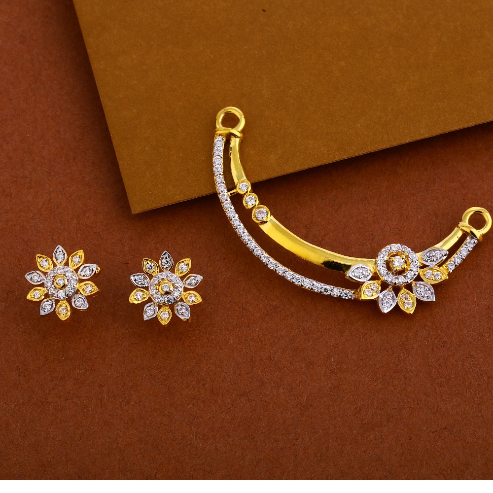 22kt Gold cz Fancy Mangalsutra Pendant Set MP237