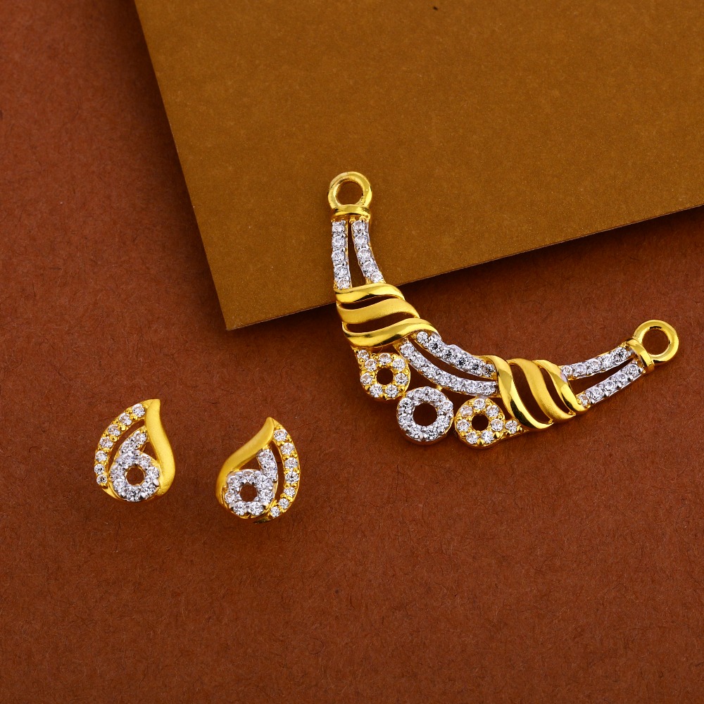22kt Gold cz Stylish  Mangalsutra Pendant Set MP235