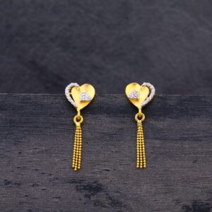 22CTGold Jhummar Heart Shape Earring LJE230