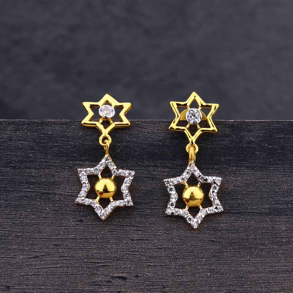 22Kt Gold Women's Star Shape Hallmark Earring LJE235