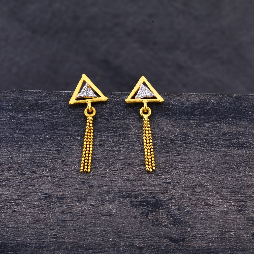 916 Gold Women's Pyramid Shape Jhummar Earring LJE167
