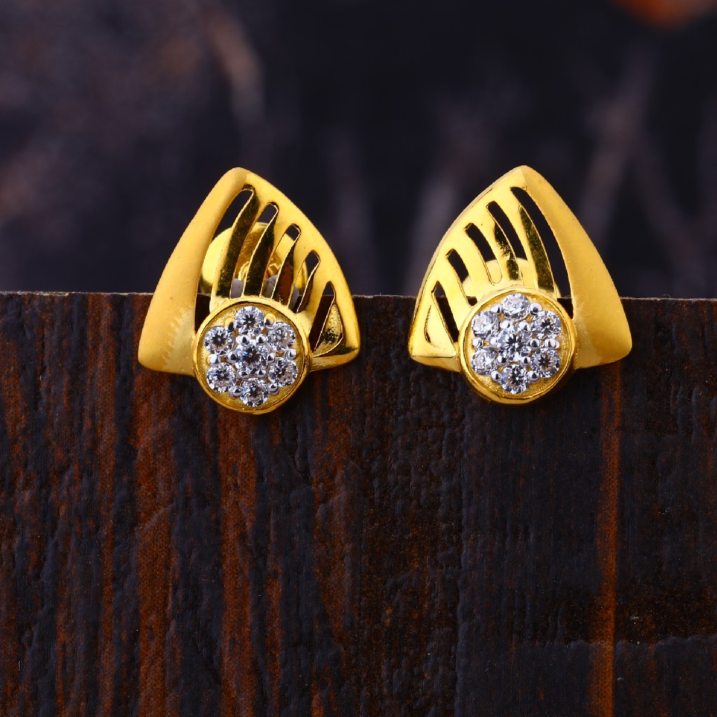 22KT Gold Classic Women's Cz  Earring LFE317