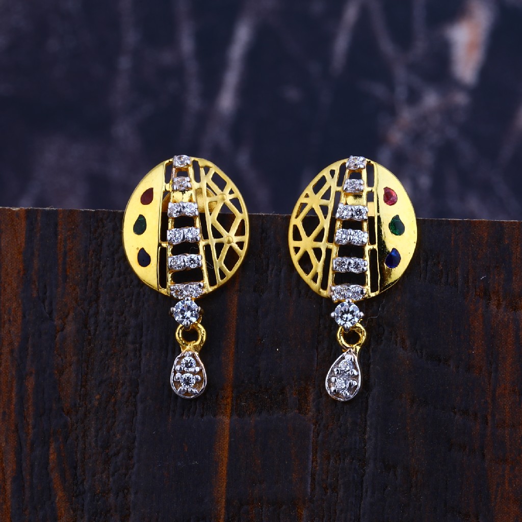 916 Gold Hallmark Fancy Women's Earring LFE293