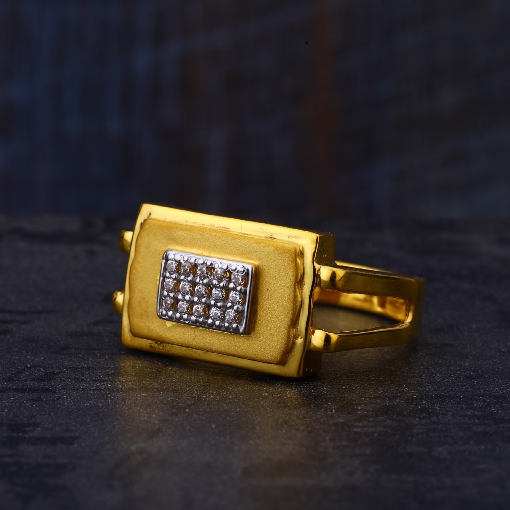 22kt gold designer cz hallmark mens ring mr528 - Image 3