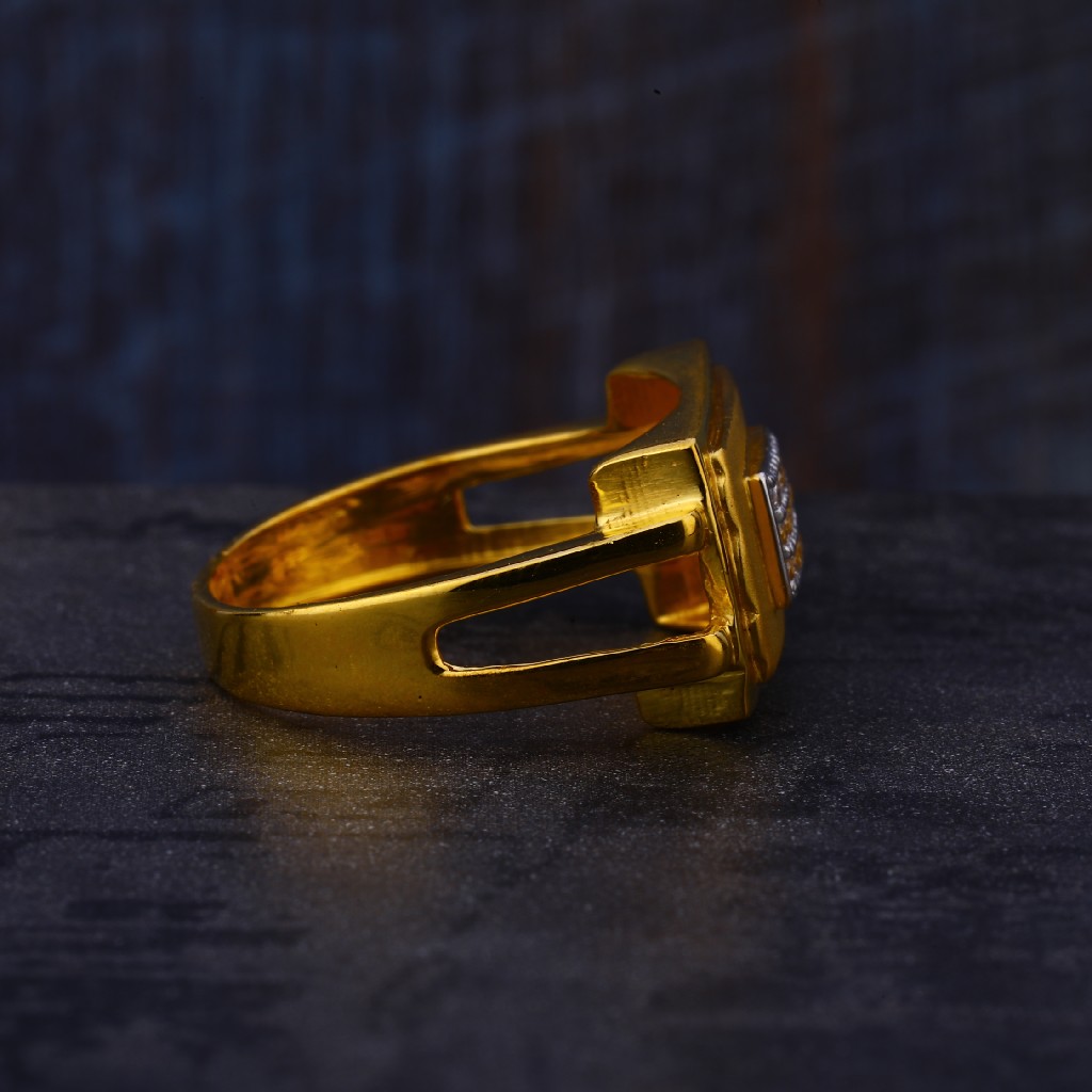 22kt gold designer cz hallmark mens ring mr528 - Image 2