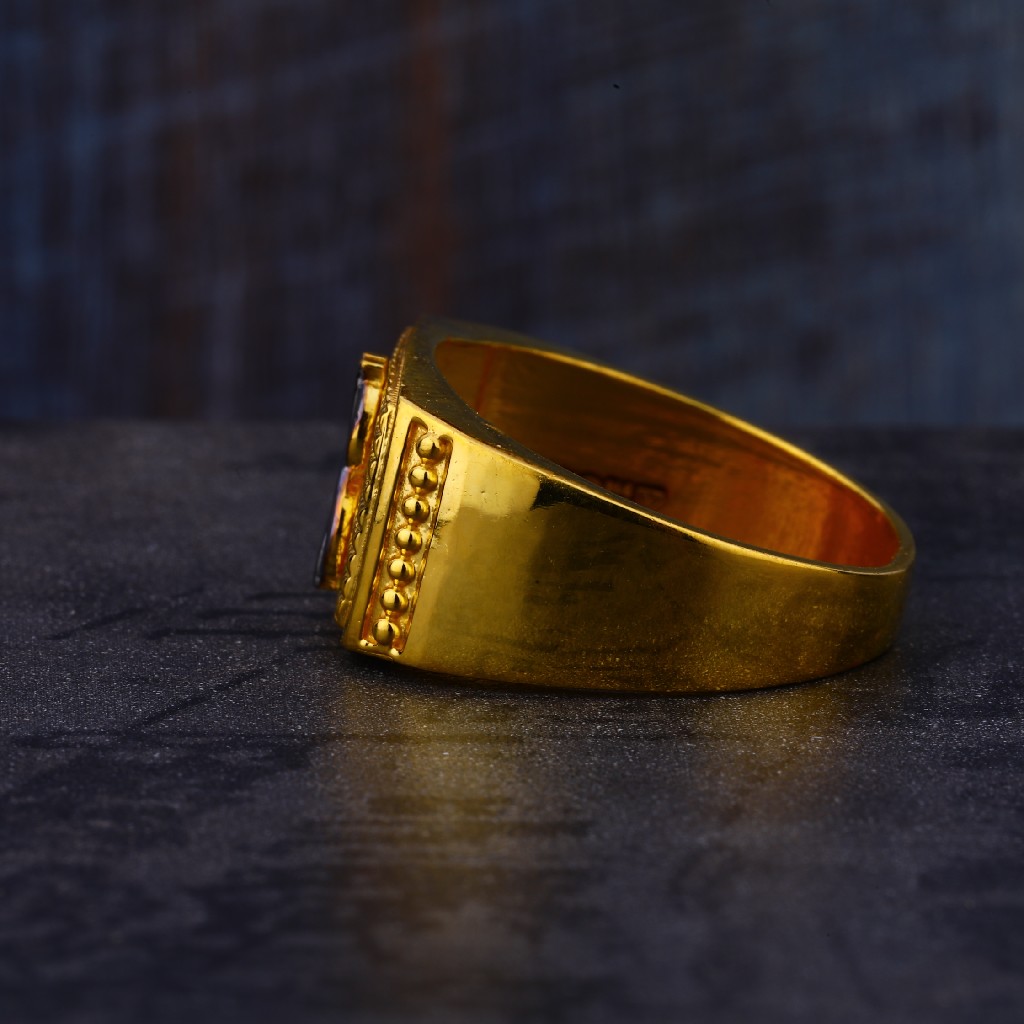 916 Gold Hallmark Mens Designer Ring MR561 - Image 3
