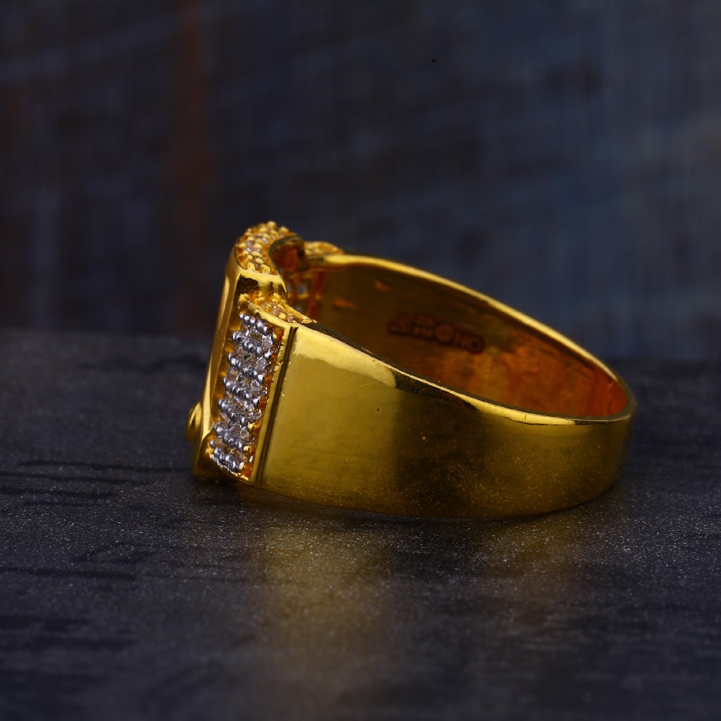 916 Gold Hallmark Mens Classic Ring MR563 - Image 4