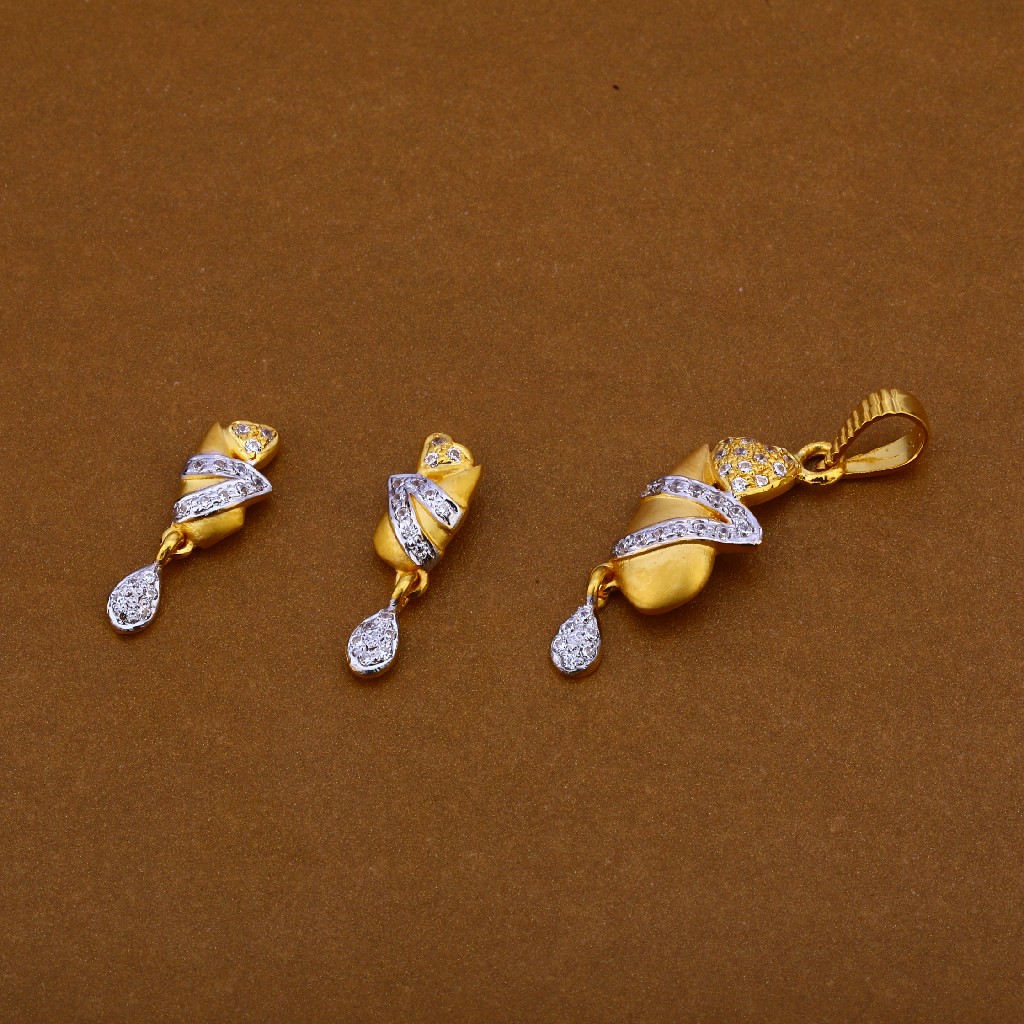 22CT Cz Stylish Hallmark Pendant Set FPS193