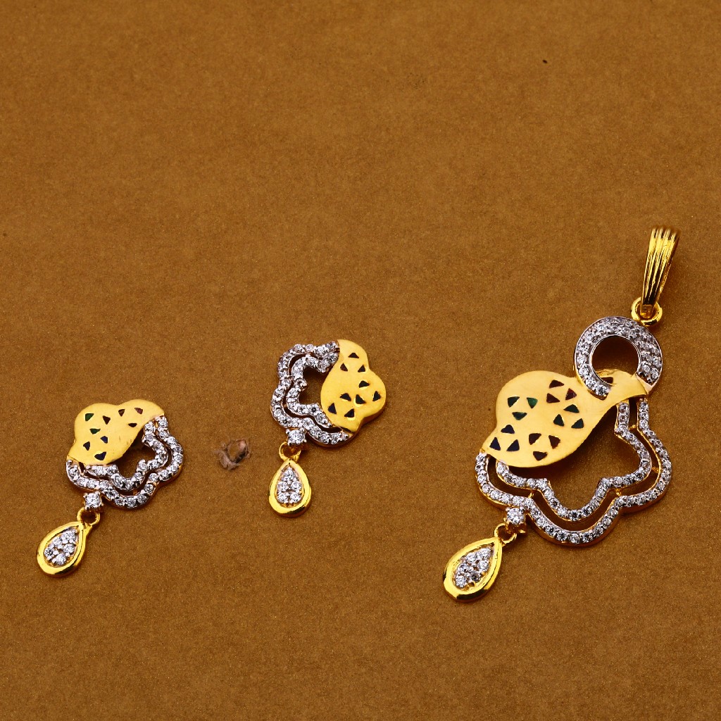22KT Gold Stylish Hallmark Pendant Set FPS136