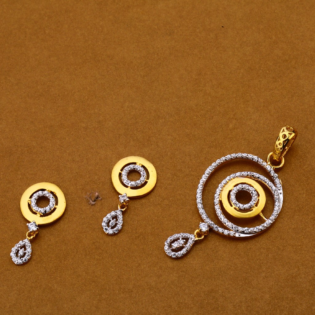 916 Cz Gold Designer Pendant Set FPS146 - Image 3