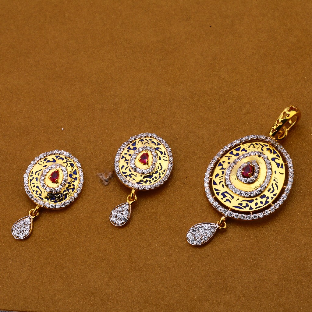 916 Gold Cz Ladies Hallmark Pendant Set FSP157