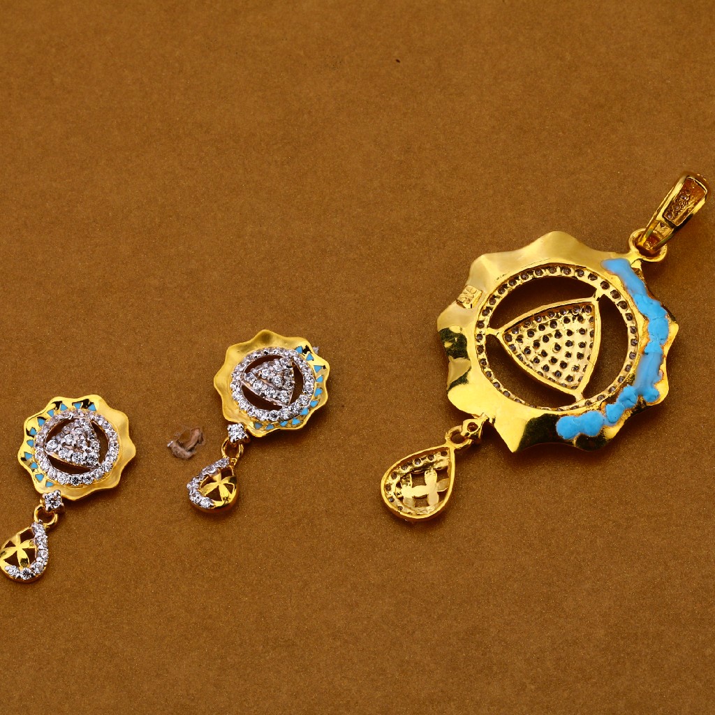 916 Gold Cz Fancy Pendant Set FPS170