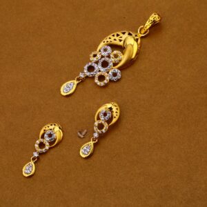 916 Gold Cz Classic Pendant Set FPS167