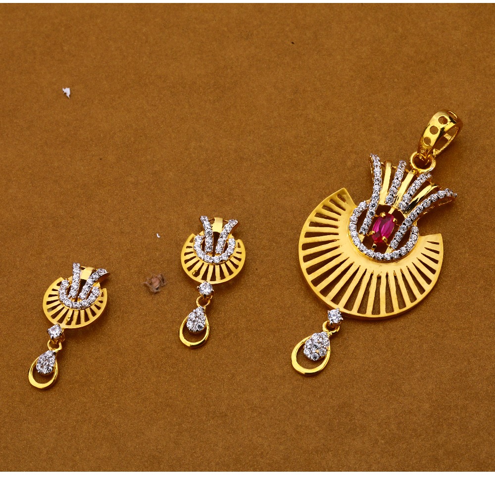 916 Gold Exclusive Hallmark Pendant Set FPS177