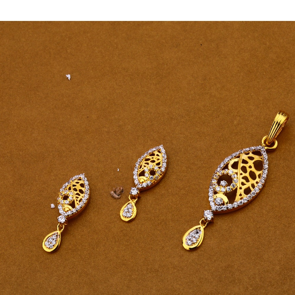 9196 Gold Fancy Hallmark Pendant Set FPS176