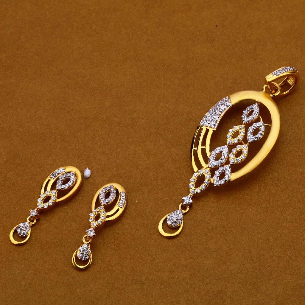 22kt Gold Cz Fancy Pendant Set FPS108p
