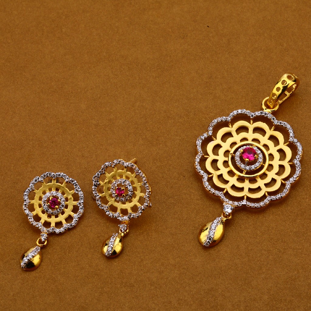 22kt  Gold Cz Stylish  Pendant Set FPS114