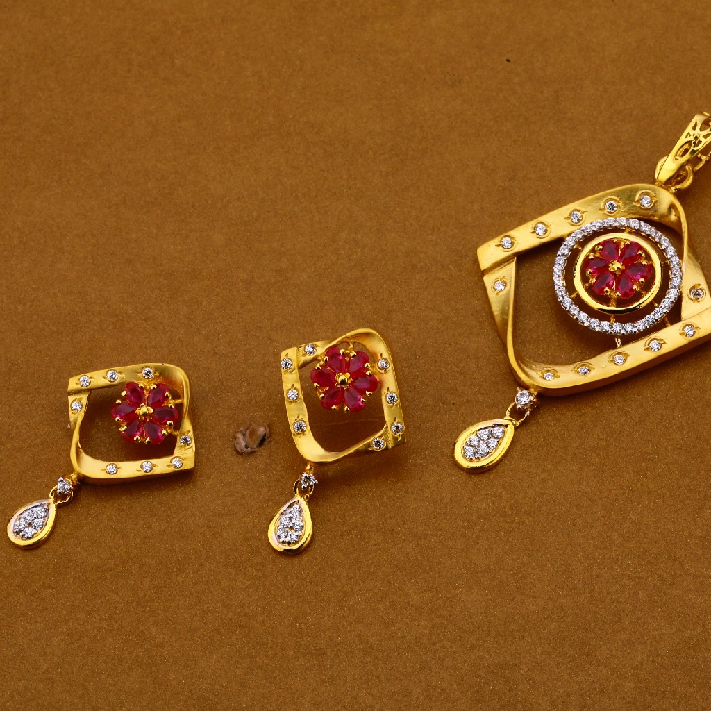 22kt  Gold Cz Fancy  Pendant Set FPS115