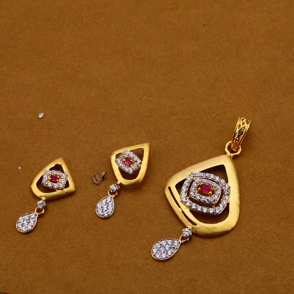 22kt Gold Cz Classic Pendant Set FPS119