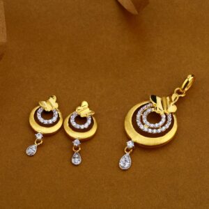 916 Gold Cz Designer Ladies Pendant Set FPS03p