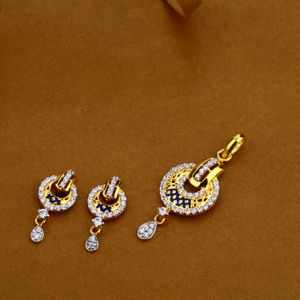 916 Gold Cz  Ladies Pendant Set FPS06