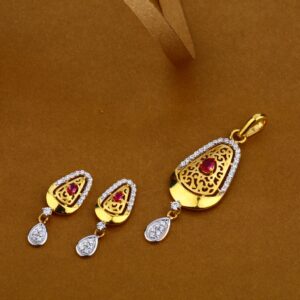 916 Gold Cz Hallmark Stylish Pendant Set FPS07