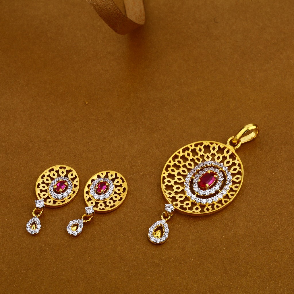 916 Gold Cz Hallmark Exclusive Pendant Set FPS08
