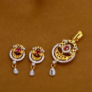 916 Gold Cz Hallmark Designer Pendant Set FPS09