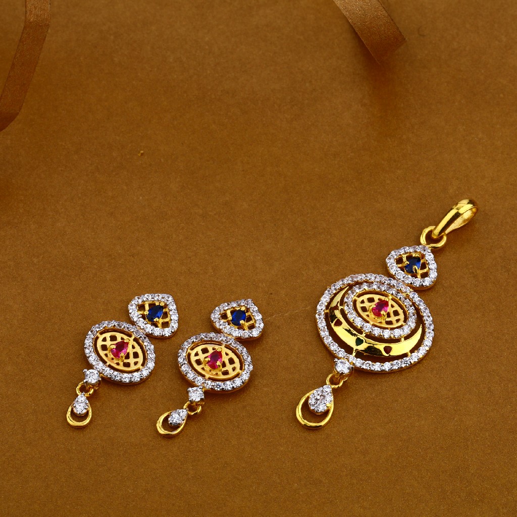 916 Gold Fancy  Ladies Pendant Set FPS13