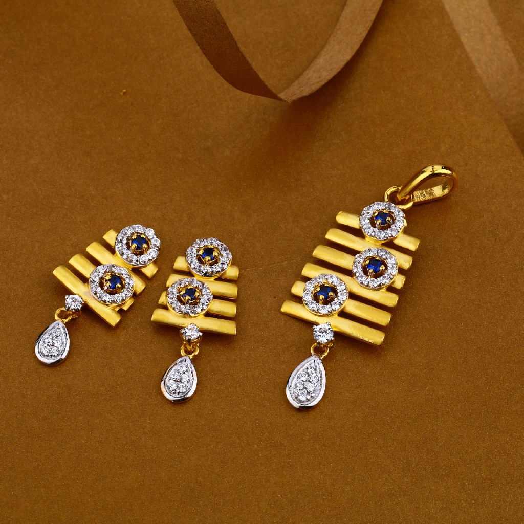 916 Gold Hallmark Designer Ladies Pendant Set FPS20