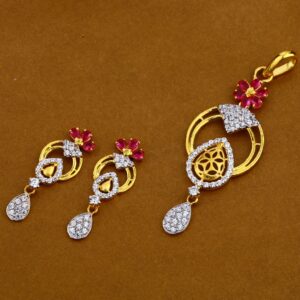 916 Gold Cz Exclusive Pendant Set FPS33