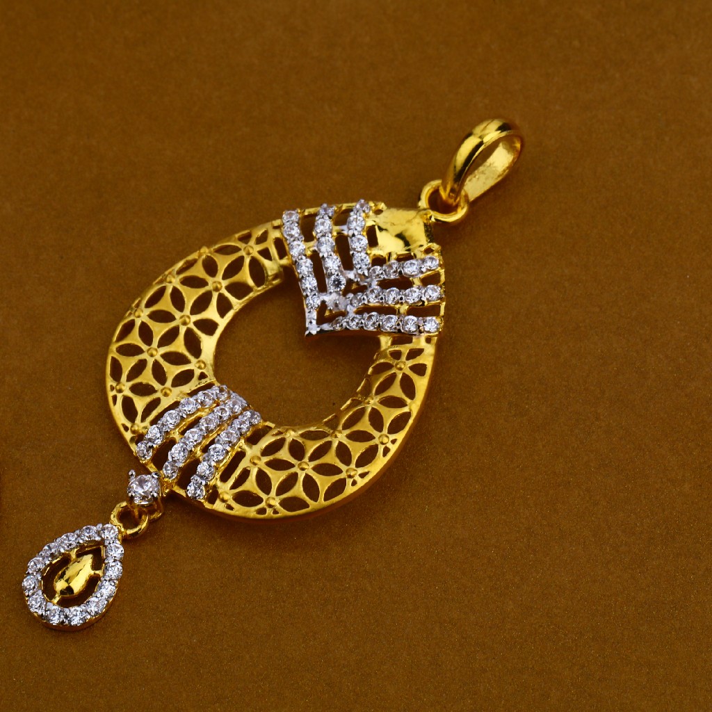 916 Gold Cz Designer Pendant Set FPS34 - Image 4