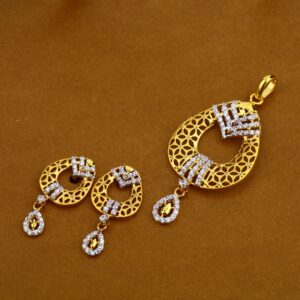 916 Gold Cz Designer Pendant Set FPS34