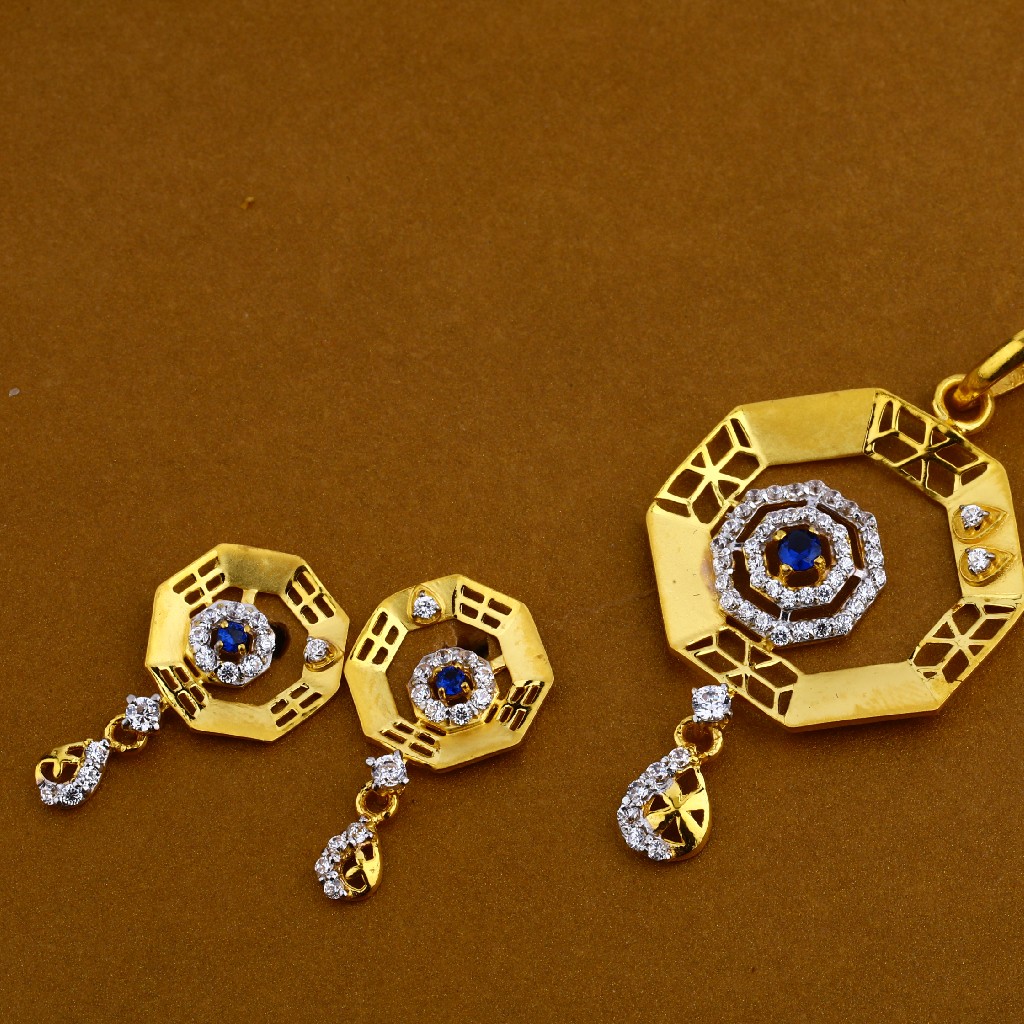916 Gold Cz Classic Pendant Set FPS35