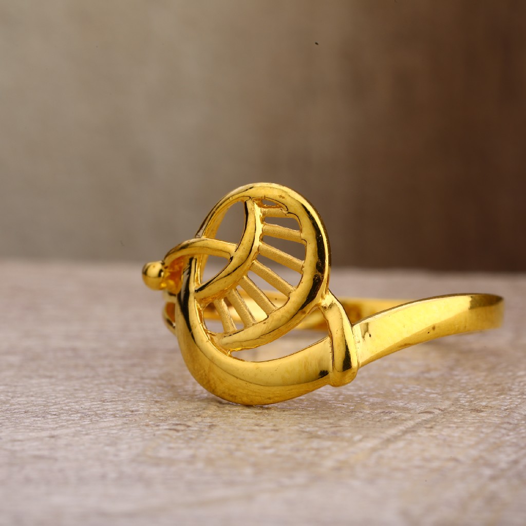 22Kt Gold Women's Designer Plain Ring LPR258 - Image 2
