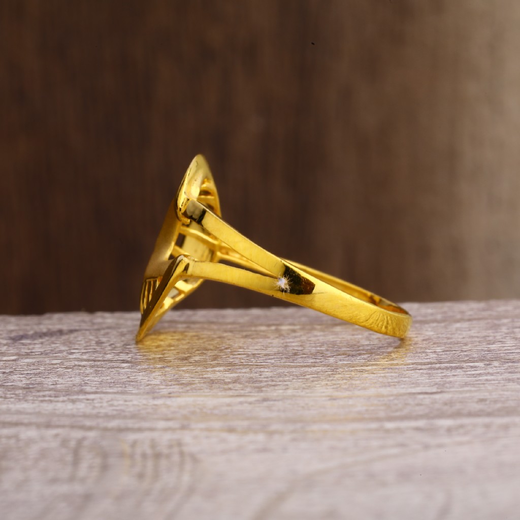 916 Gold Women's Designer Plain Ring LPR245 - Image 2