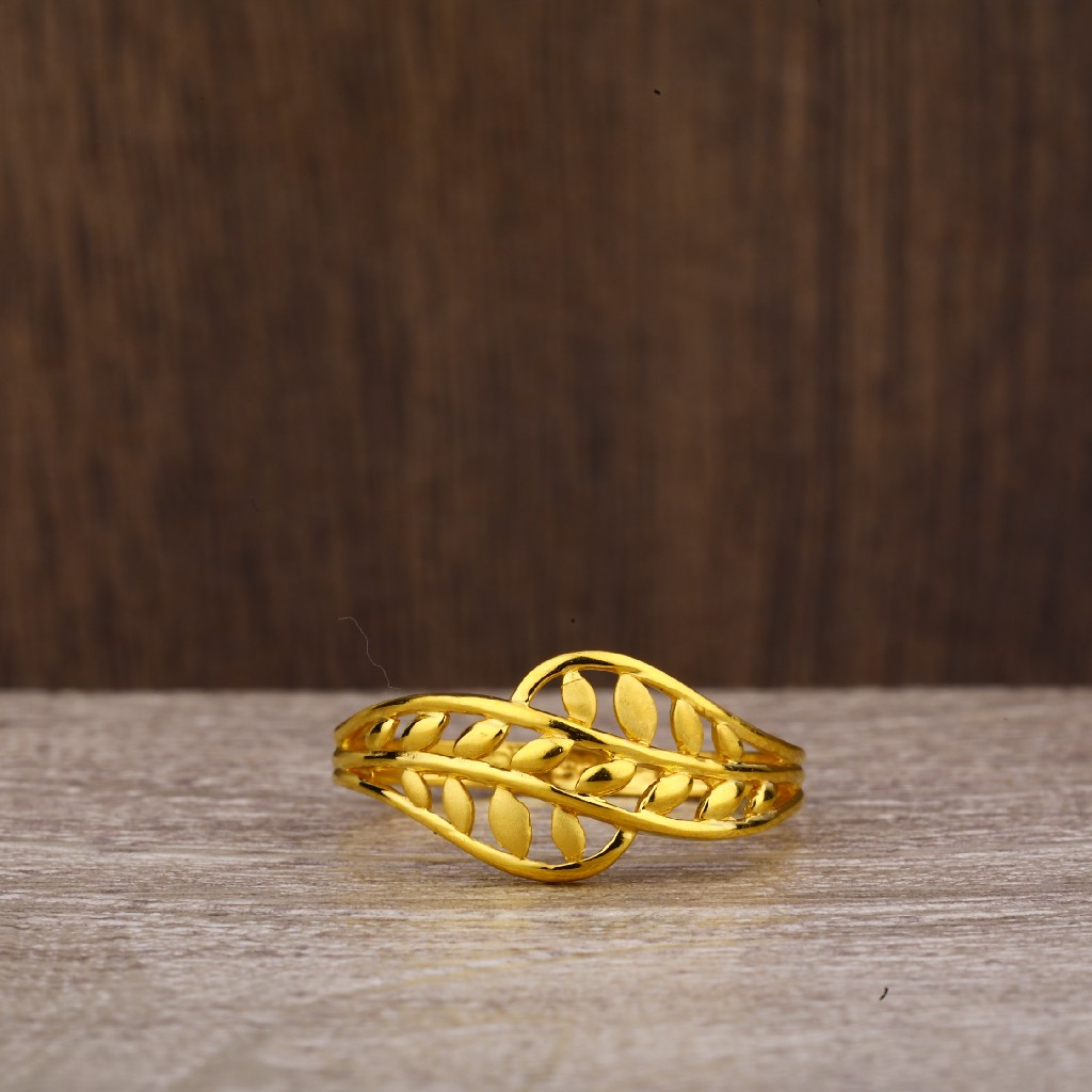 916 Gold Hallmark Fancy plain Ring LPR200 - Image 2