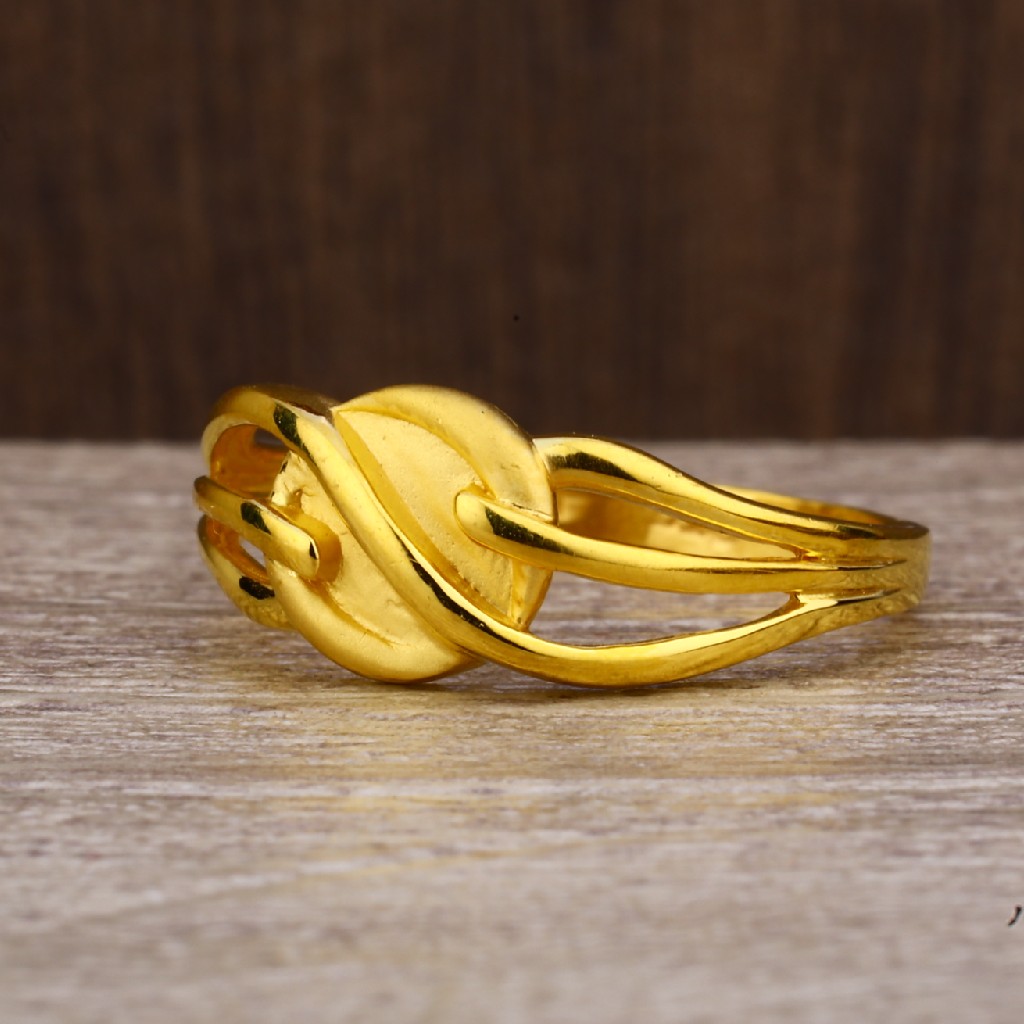 916 Gold Women's Classic Plain Ring LPR237 - Image 3