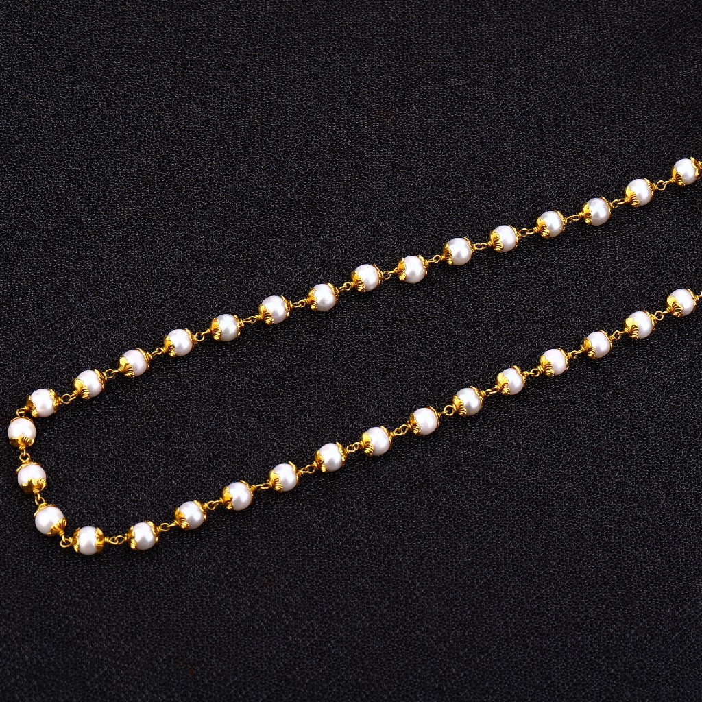 22kt Gold Designer Antique Chain Mala AC155 - Image 3