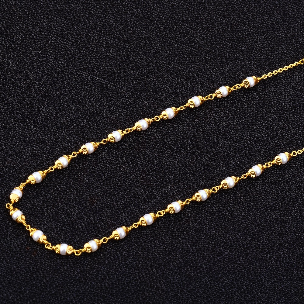 916 Gold Stylish Antique Chain Mala AC144 - Image 2