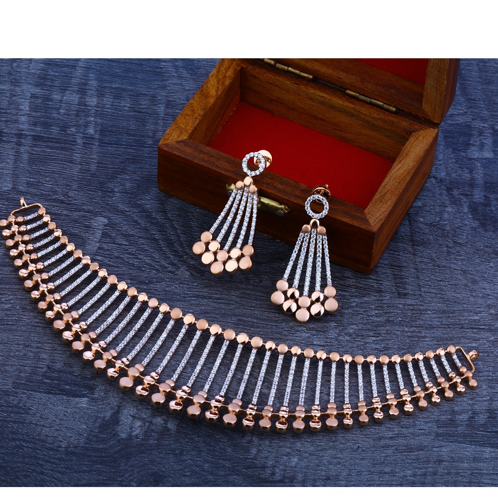 18kt Rose Gold Stylish  Women's Necklace Set  RN42