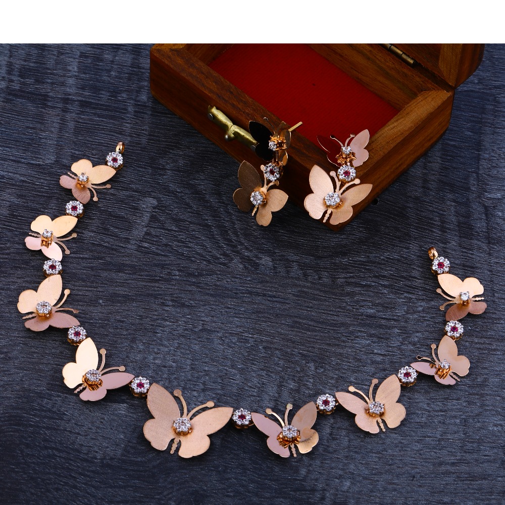 750 Fancy Rose Gold  Necklace Set RN61