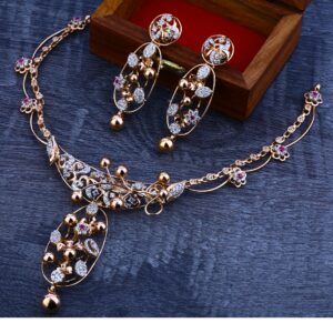 750  rose gold stylish  women's hallmark  necklace set  rn29